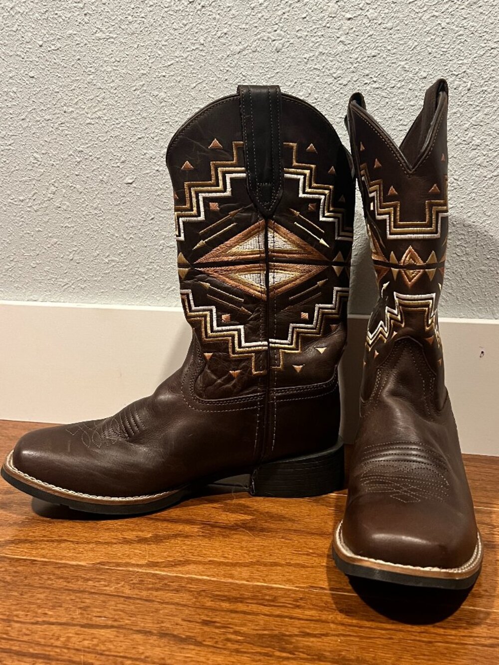 Women's Roper Monterey Aztec Leather Boots Handcrafted Brown